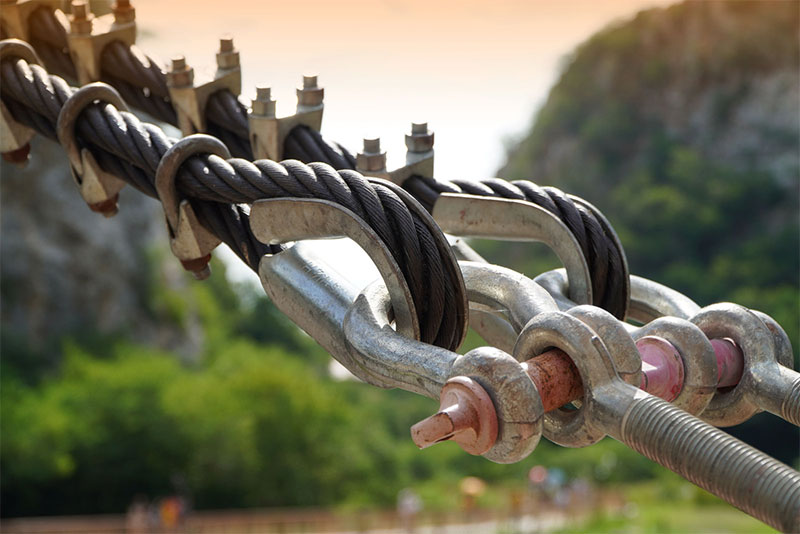 El uso de abrazaderas para cables.